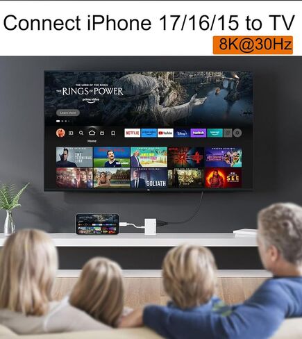 [معتمد من Apple MFi] محول USB C إلى HDMI 8K@30 هرتز لهاتف iPhone 17/16/15 مع منفذ PD&USB 3.2 بقدرة 100 واط، وسلك من النوع C إلى HDTV لجهاز Galaxy S26/S25/S24/MacBook Pro/Air iPad Pro إلى شاشة عرض التلفزيون in Kuwait