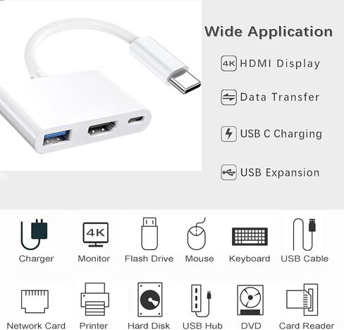 [معتمد من Apple MFi] محول USB C إلى HDMI 8K@30 هرتز لهاتف iPhone 17/16/15 مع منفذ PD&USB 3.2 بقدرة 100 واط، وسلك من النوع C إلى HDTV لجهاز Galaxy S26/S25/S24/MacBook Pro/Air iPad Pro إلى شاشة عرض التلفزيون in Kuwait
