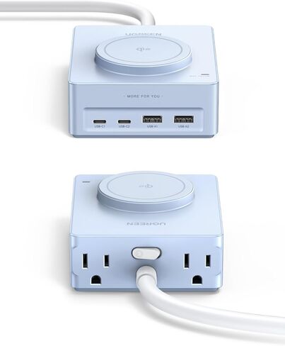 UGREEN Power Strip Surge Protector with 4 Power Outlets, 15w Wireless Charger, 20W PD3.0 USB C Fast Charging, 2 USB-C Ports, 2 USB A Ports, Desk Charging Station for Office, Conference, Home Use in Saudi Arabia