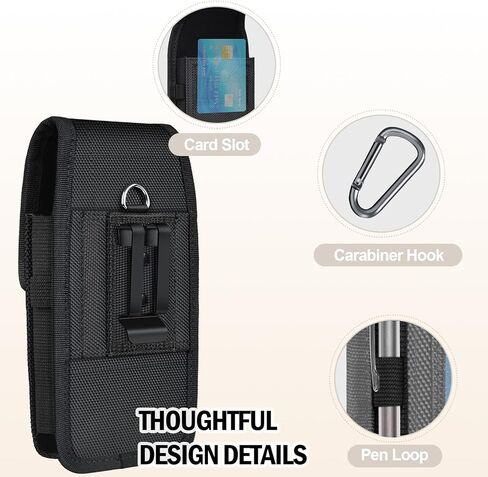 حافظة ykooe لهاتف Moto G Play 2024، حقيبة حامل بطاقات بحزام للهاتف الخلوي من النايلون عالي التحمل مع مشبك للرجال (تناسب الهاتف مع الحافظة)، بناء قوي، حماية يومية موثوقة، أسود in Saudi Arabia