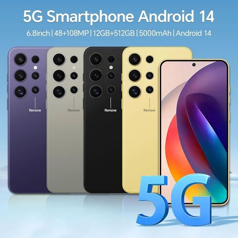 هواتف غير مقفلة، هاتف خلوي A24 ​​Ultra 5G، ذاكرة وصول عشوائي 12 جيجابايت + مساحة تخزين 512 جيجابايت، هاتف ذكي يعمل بنظام Android 14، شاشة عالية الدقة مقاس 6.8 بوصات، كاميرا بدقة 108 ميجابكسل + 48 ميجابكسل، بطارية طويلة الأمد بقدرة 5000 مللي أمبير في الساع in Kuwait