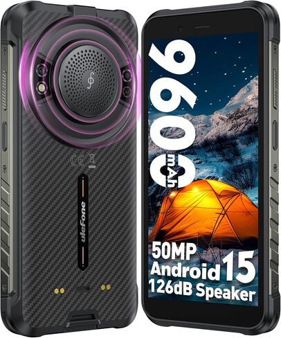 Ulefone RugKing Android 15 Rugged Smartphone, 9600mAh Battery, 126dB Loudest Speaker, 16GB+256GB 50MP Rear Camera 5.99" Tough Phone, Built-in 126 Lumens Glare Flashlight, NFC/Dual SIM/Widevine L1 in Saudi Arabia