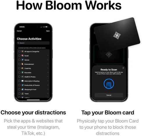 Bloom Card - App Blocker & Screen Time Tool - As Seen On Abc's Shark Tank - Subscription-Free Focus Device - Stainless Steel Keycard for iPhone & Android in Saudi Arabia