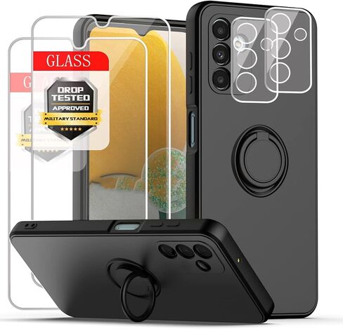 for Samsung Galaxy A56 5G Case with Screen Protector [2 Pack] and Camera Lens Protector [2 Pack], Phone Case Silicone Magnetic Car Mount Ring Holder for Samsung Galaxy A56 5G 6.7", Black in Saudi Arabia