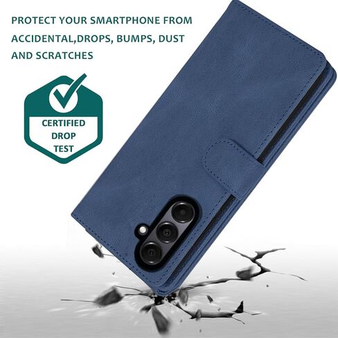 Compatible with Samsung Galaxy A16/A26 5G Wallet Case Tempered Glass Screen Protector and Zipper Retro Leather Flip Cover Card Holder Stand Cell Accessories for A 16 26 16A 26A 4G SM-A166U Blue in Saudi Arabia