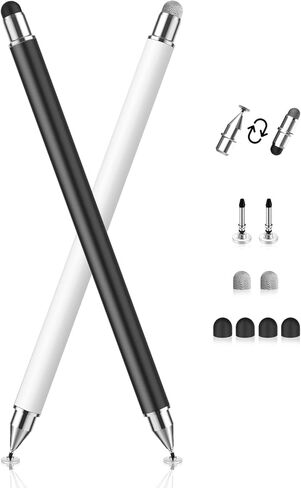 Stylus Pen for Touchscreen, 3-in-1 Magnetic Capacitive Stylus Pen, High Sensitivity Precision Stylus Suitable for IPad/Pro/Air/Mini, iPhone, Android Tablets, Samsung, All Touch Devices(Black/White) in Saudi Arabia
