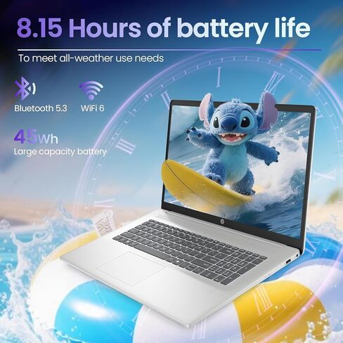 كمبيوتر محمول HP 17 بوصة إصدار 2026، معالج AMD Ryzen 5 7430U سداسي النواة، شاشة FHD IPS، ذاكرة وصول عشوائي 8 جيجابايت، SSD 256 جيجابايت، شاشة كبيرة، Windows 11 مع Office 365 للويب، بدون ماوس in Saudi Arabia