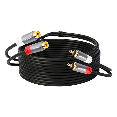 2 كابل تمديد RCA بطول 40 قدم، مزدوج 2RCA ذكر إلى 2 RCA أنثى ستيريو صوت فيديو مضخم صوت للسيارة كابل موسع صوت عالي التحمل للمسرح المنزلي، نظام هاي فاي، مكبر الصوت، مكبر الصوت in Kuwait