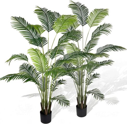 نبات نخيل الأريكا الاصطناعي بطول 6 أقدام من Worth Garden، عبوتين في وعاء، شجرة حرير قصب النخيل المزيفة في الأماكن المغلقة والخارجية، Dypsis Lutescens، ديكور منزلي لنباتات الحرير الصناعي مقاس 70 بوصة، وعاء أسود و20 جرام من الطحالب المجففة متضمنة in Kuwait