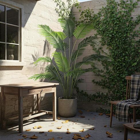 نبات نخيل الأريكا الاصطناعي بطول 6 أقدام من Worth Garden، عبوتين في وعاء، شجرة حرير قصب النخيل المزيفة في الأماكن المغلقة والخارجية، Dypsis Lutescens، ديكور منزلي لنباتات الحرير الصناعي مقاس 70 بوصة، وعاء أسود و20 جرام من الطحالب المجففة متضمنة in Kuwait