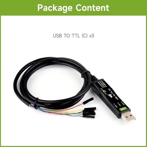 Waveshare 3 قطع كابل تسلسلي USB إلى TTL (C) 6pin، شريحة FT232RNL الأصلية، دوائر حماية متعددة، دعم أنظمة متعددة، مع التحكم في تدفق الأجهزة in Saudi Arabia