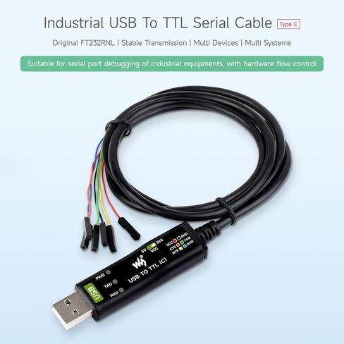 Waveshare 3 قطع كابل تسلسلي USB إلى TTL (C) 6pin، شريحة FT232RNL الأصلية، دوائر حماية متعددة، دعم أنظمة متعددة، مع التحكم في تدفق الأجهزة in Saudi Arabia