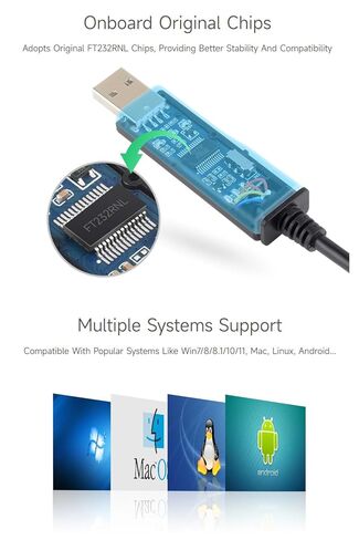 Waveshare 3 قطع كابل تسلسلي USB إلى TTL (C) 6pin، شريحة FT232RNL الأصلية، دوائر حماية متعددة، دعم أنظمة متعددة، مع التحكم في تدفق الأجهزة in Saudi Arabia