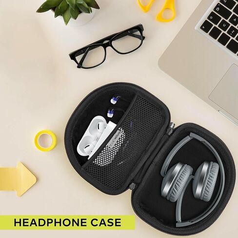 Knox Gear Hard Headphone Case for Inward-Folding Studio Monitor Headphones with Mesh Pocket for Accessories, EVA Headphone Carrying Case for Wired & Wireless Headphones with Hand Strap for Portability in Saudi Arabia