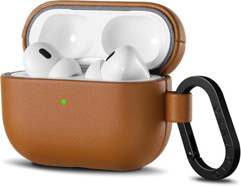 ORNARTO Compatible with AirPods Pro 3 Case, Full Protective Vegan Leather Cover for Airpods Pro 3rd Generation (2025), Front LED Visible, Brown Leather in Saudi Arabia