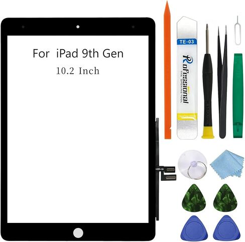 for iPad 9（9th Gen 2021 Released） Screen Replacement Digitizer Touch Glass, for iPad 10.2 Inch A2602 A2603 A2604 A2605, Full Repair Kit (Without Home Button) - Black in Kuwait
