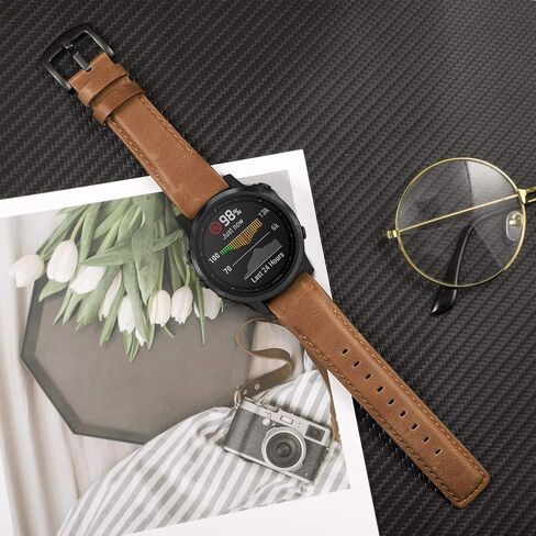 حزام Unoxiento Quick Fit لـ Fenix ​​8 43 مم / 7S / 6S Pro / 5S Plus، حزام جلد البقر الأصلي 20 مم لـ Garmin Epix Pro 42 مم / Instinct 2S / E 40 مم in Kuwait
