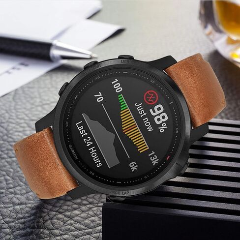 حزام Unoxiento Quick Fit لـ Fenix ​​8 43 مم / 7S / 6S Pro / 5S Plus، حزام جلد البقر الأصلي 20 مم لـ Garmin Epix Pro 42 مم / Instinct 2S / E 40 مم in Kuwait