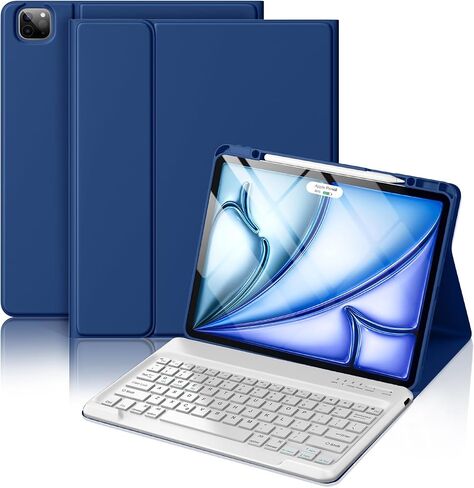 حافظة لوحة مفاتيح لجهاز iPad Air 13 (M4، 2026/M3، 2025/M2، 2024) وiPad Pro 12.9 بوصة الجيل السادس/الخامس/الرابع/الثالث - لوحة مفاتيح بلوتوث لاسلكية مع لوحة تتبع متعددة اللمس، غطاء فوليو ذكي مع حامل قلم رصاص - وردي in Kuwait