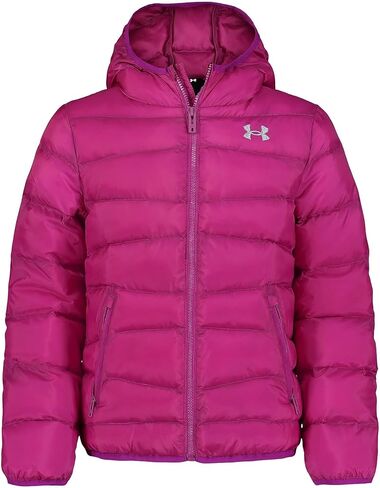 Under Armour Girls' Prime Puffer, Front Pockets & Hooded Back, Lightweight & Water Repellant, Mystic Magenta in Saudi Arabia