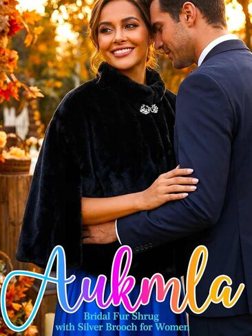 Aukmla Bride Wedding Faux Fur Cape Bridal Fur Stole Wraps and Shawls Winter Capelet for Women and Girls in Kuwait