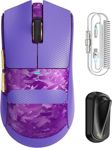 ATTACK SHARK X11 ULTRA Carbon Fiber Wireless Esports Gaming Mouse,8k Polling,42000DPI,PAW3950MAX Sensor,Tri-Mode connectivity,63g Ultra-Ligh Ergonomic Gaming Mice,with RGB Coiled Cable-Metallic Purple in Saudi Arabia