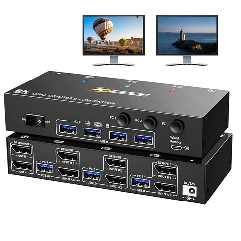 محول USB 3.0 لـ 4 أجهزة كمبيوتر، محدد محول USB بـ 4 منافذ لـ 4 أجهزة كمبيوتر مشاركة وطابعة الماسح الضوئي للوحة المفاتيح والماوس، متوافق مع Windows/Linux/Mac، USB KVM مع جهاز تحكم سلكي، محول طاقة، 4 كابل USB3.0 in Kuwait