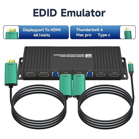 HDMI Kvm Switch 2 Monitors 2 Computers Edid 4k 144hz Hotkey Switching Dual Monitor kvm switches 2 PC 1440P 120hz 144hz 165hz FreeSync G-SYNC in Saudi Arabia