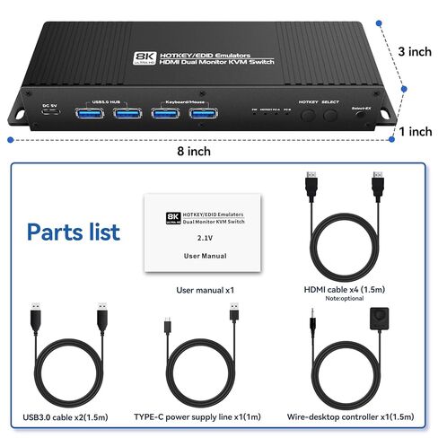 HDMI Kvm Switch 2 Monitors 2 Computers Edid 4k 144hz Hotkey Switching Dual Monitor kvm switches 2 PC 1440P 120hz 144hz 165hz FreeSync G-SYNC in Saudi Arabia