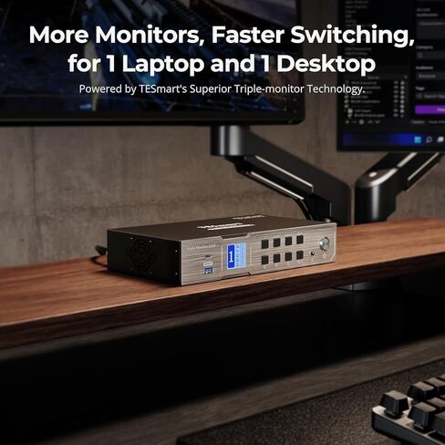 TESmart USB-C MST&EDID KVM Switch 3 Monitors 2 Computers HDMI+DisplayPort, 4K@60Hz KVM Switch Triple Monitor Dock for Laptop&Desktop, Charging for Laptop, USB 3.0, 1G Ethernet, Hotkey Switch in Saudi Arabia