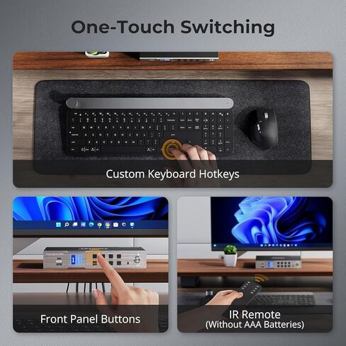 TESmart USB-C MST&EDID KVM Switch 3 Monitors 2 Computers HDMI+DisplayPort, 4K@60Hz KVM Switch Triple Monitor Dock for Laptop&Desktop, Charging for Laptop, USB 3.0, 1G Ethernet, Hotkey Switch in Saudi Arabia