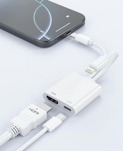 2-in-1 USB-C and Lightning to HDMI Adapter–[MFi Certified] Apple Lightning Digital AV Adapter,iPhone to HDMI Adapter for TV, 4K@60Hz Output, 100W PD Charging, for iPhone 17/16/15/iPad to TV/Projector in Saudi Arabia
