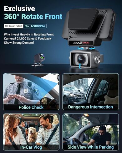 2026 AI Drive Assist 5G WiFi Dash Cam Front and Rear, UHD 4K+1080P, ADAS & GPS, 360° Rotating Front x Free 32GB Card Dual Dashcam, 3" Touch Screen, 24H Parking Mode, Support 512GB Max in Saudi Arabia