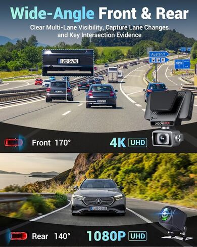 2026 AI Drive Assist 5G WiFi Dash Cam Front and Rear, UHD 4K+1080P, ADAS & GPS, 360° Rotating Front x Free 32GB Card Dual Dashcam, 3" Touch Screen, 24H Parking Mode, Support 512GB Max in Saudi Arabia