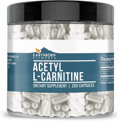 Earthborn Elements Acetyl L-Carnitine, 200 Capsules, Pure & Undiluted, No Additives in Saudi Arabia