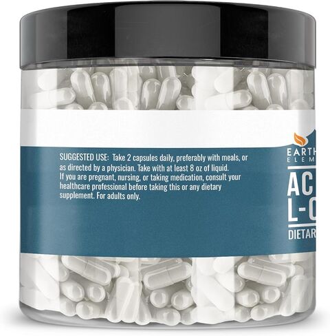 Earthborn Elements Acetyl L-Carnitine, 200 Capsules, Pure & Undiluted, No Additives in Saudi Arabia