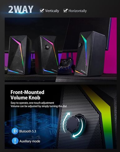 مكبرات صوت الكمبيوتر GTPLAYER، ومكبرات صوت RGB للألعاب ومحول USB بلوتوث لأجهزة الكمبيوتر المكتبية وأجهزة الكمبيوتر المحمول وأجهزة الكمبيوتر اللوحية وكرسي ألعاب الموسيقى العائلية GT، بما في ذلك كابل AUX مقاس 3.5 مم in Kuwait