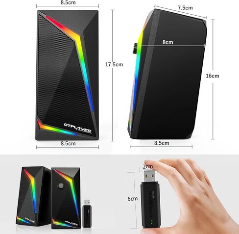 مكبرات صوت الكمبيوتر GTPLAYER، ومكبرات صوت RGB للألعاب ومحول USB بلوتوث لأجهزة الكمبيوتر المكتبية وأجهزة الكمبيوتر المحمول وأجهزة الكمبيوتر اللوحية وكرسي ألعاب الموسيقى العائلية GT، بما في ذلك كابل AUX مقاس 3.5 مم in Kuwait
