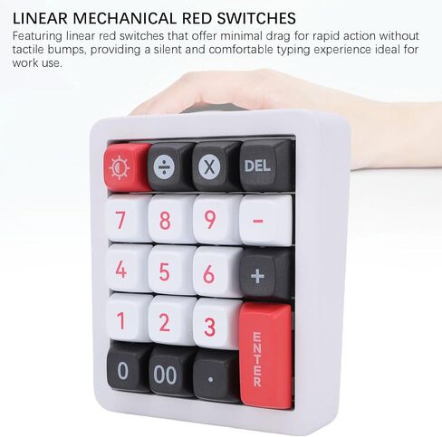 SUNGOOYUE Number Pad, Mechanical USB Wired Hot Swappable Numeric Keypad with 12 RGB LED Backlight 19 Programmable Keys, for Laptop Desktop Computer PC (White) in Saudi Arabia