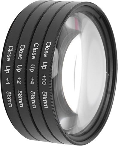 Macro Lens Filter Kit, Professional Optical Glass Close Up Lens with +1 +2 +4 +10 Diopter Strengths for DSLR Cameras 58mm Universal Fit in Saudi Arabia