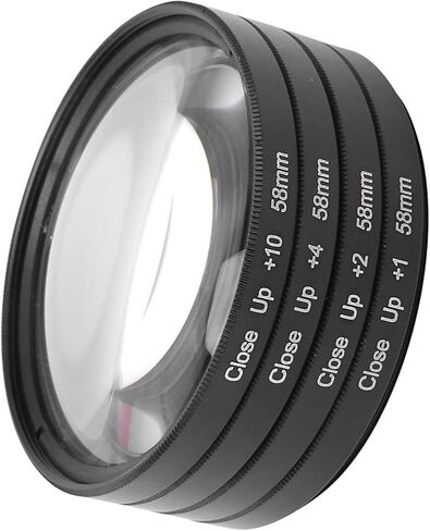 Macro Lens Filter Kit, Professional Optical Glass Close Up Lens with +1 +2 +4 +10 Diopter Strengths for DSLR Cameras 58mm Universal Fit in Saudi Arabia