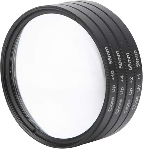 Macro Lens Filter Kit, Professional Optical Glass Close Up Lens with +1 +2 +4 +10 Diopter Strengths for DSLR Cameras 58mm Universal Fit in Saudi Arabia