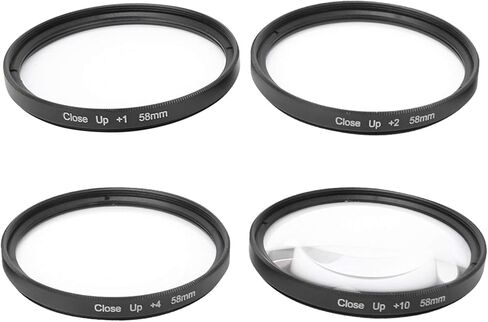 Macro Lens Filter Kit, Professional Optical Glass Close Up Lens with +1 +2 +4 +10 Diopter Strengths for DSLR Cameras 58mm Universal Fit in Saudi Arabia