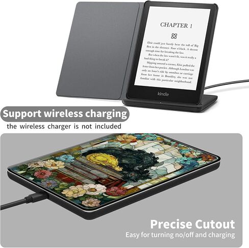 حافظة لجهاز Kindle Paperwhite مقاس 7 بوصات (الجيل الثاني عشر، إصدار 2024) وغطاء قائم رفيع مناسب من Kindle Colorsoft مع خاصية النوم/الاستيقاظ التلقائي، غطاء تنين من الزجاج الملون للفتيات والنساء والأولاد والرجال in Kuwait