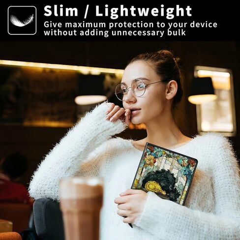 حافظة لجهاز Kindle Paperwhite مقاس 7 بوصات (الجيل الثاني عشر، إصدار 2024) وغطاء قائم رفيع مناسب من Kindle Colorsoft مع خاصية النوم/الاستيقاظ التلقائي، غطاء تنين من الزجاج الملون للفتيات والنساء والأولاد والرجال in Kuwait