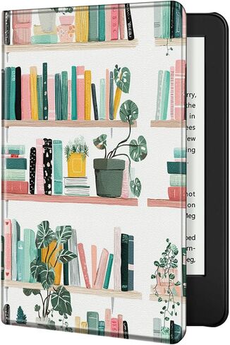حافظة لجهاز Kindle Paperwhite مقاس 7 بوصات (الجيل الثاني عشر، إصدار 2024) وغطاء قائم رفيع مناسب من Kindle Colorsoft مع خاصية النوم/الاستيقاظ التلقائي، وغطاء نباتات لخزانة الكتب للفتيات والنساء والأولاد والرجال in Kuwait