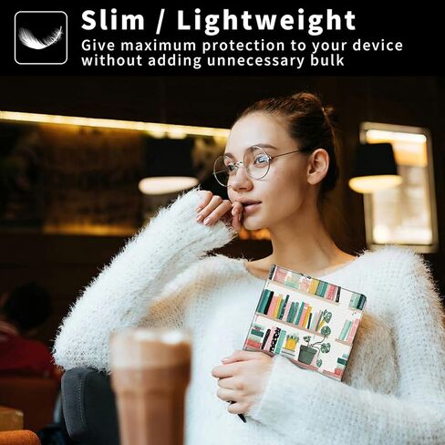 حافظة لجهاز Kindle Paperwhite مقاس 7 بوصات (الجيل الثاني عشر، إصدار 2024) وغطاء قائم رفيع مناسب من Kindle Colorsoft مع خاصية النوم/الاستيقاظ التلقائي، وغطاء نباتات لخزانة الكتب للفتيات والنساء والأولاد والرجال in Kuwait