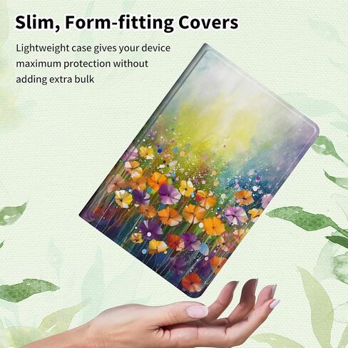 Case for 7" All-New Kindle Paperwhite (12th Generation, 2024) and Kindle Colorsoft Signature Edition Slim Lightweight PU Leather Stand Smart Cover with Auto Wake/Sleep, Watercolor Wildflowers in Saudi Arabia