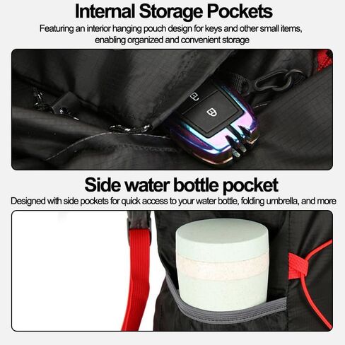Lightweight Hydration Backpack, Foldable Hiking Backpack, Waterproof Collapsible, Hydro Water Daypack for Cycling Hiking Rave, Running Bag for Men Women, Black in Saudi Arabia