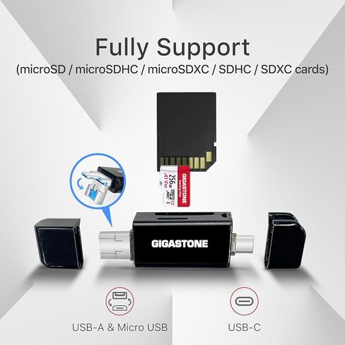 【5-Years Data Recovery】 GIGASTONE 256GB SD Card with USB Type C Card Reader, 4K Camera Extreme, A2 V30 U3 C10 SDXC Memory Card High Speed, Compatible with Canon Kodak Olympus Digital Camera in Saudi Arabia